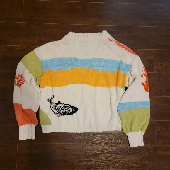 Anthropologie Pilcro Icon Graphic Cardigan Sweater Womens S Coastal Fisherman - Picture 3 of 8